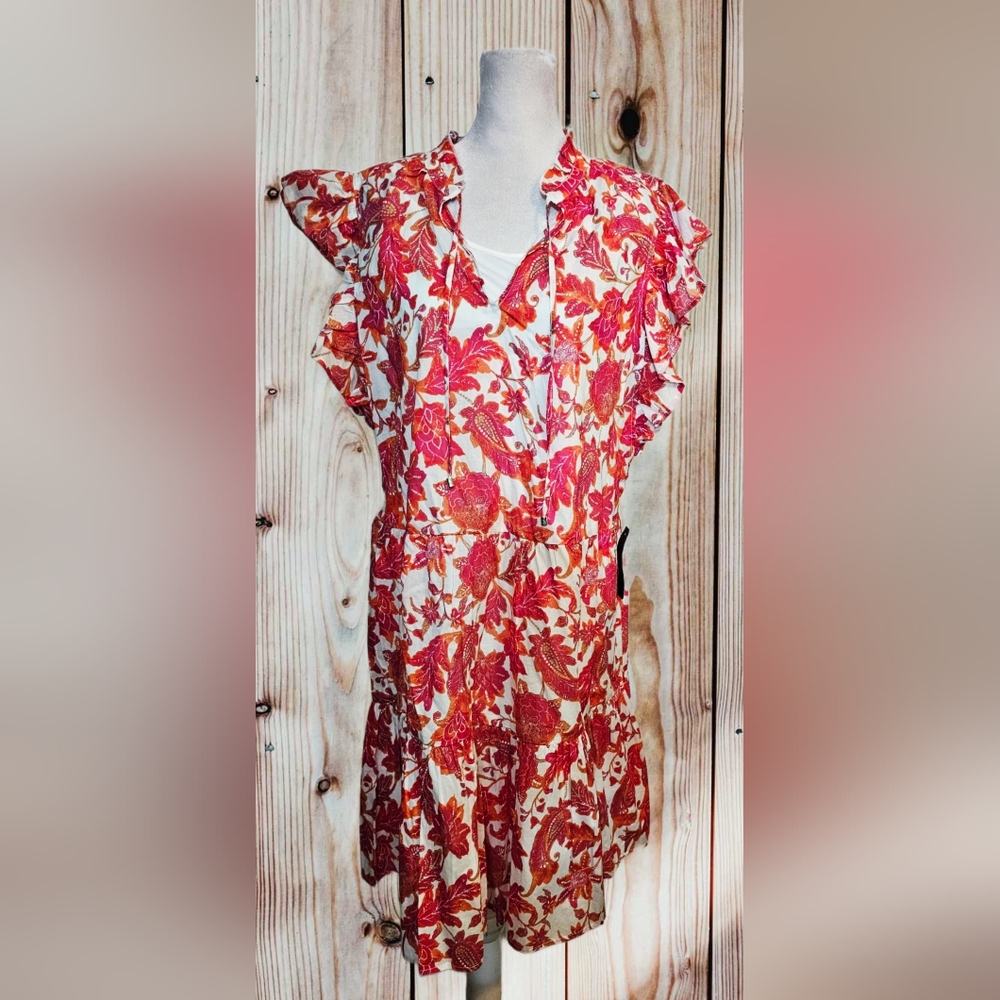 Tommy Hilfiger NWT Floral Flutter Sleeve A-Line Dress Size 12